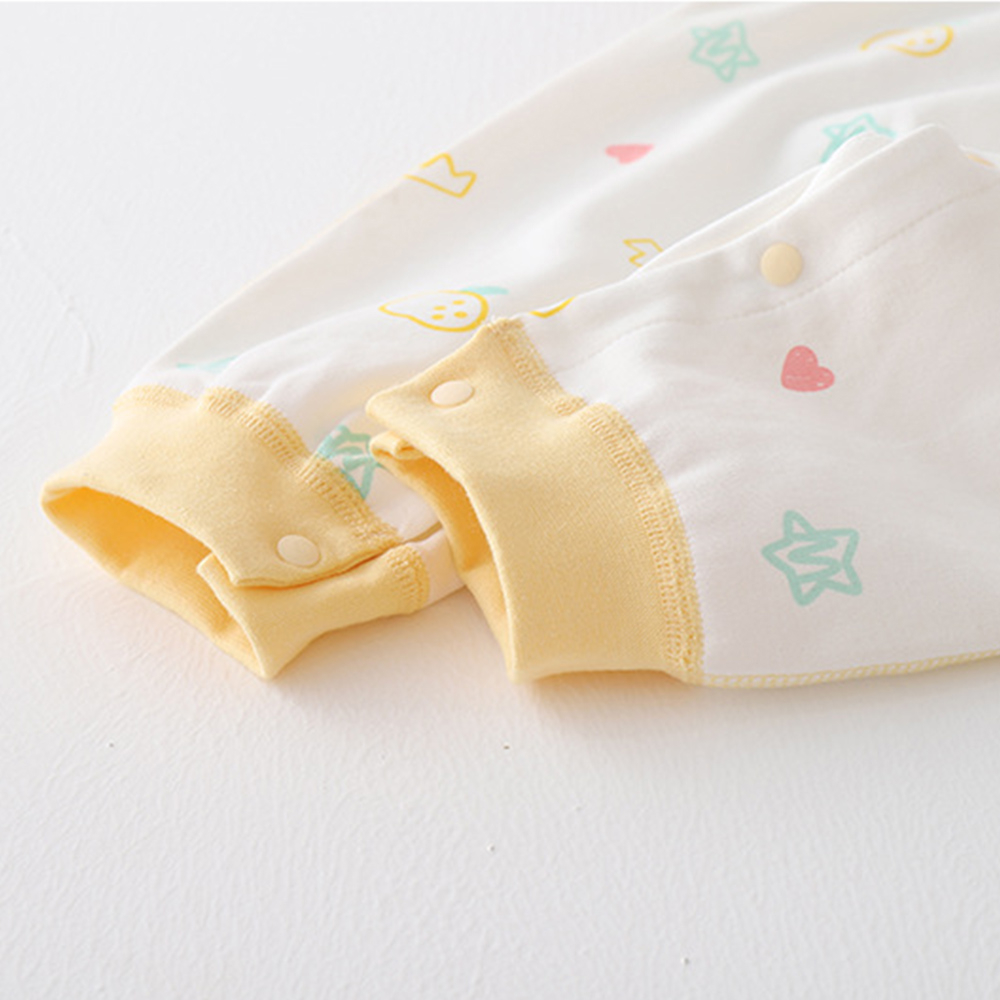 Áo Liền Quần Tay Dài Bằng cotton Tinh Khiết In Họa Tiết Hoạt Hình Dành Cho Bé Gái 0-2 Tuổi