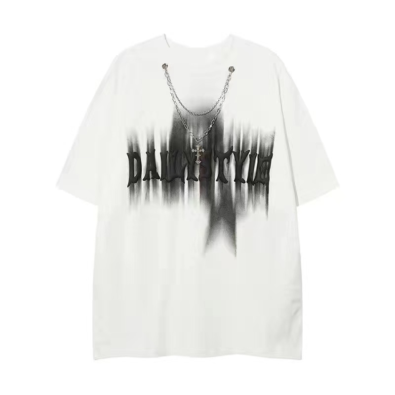 Áo Thun Ngắn Tay Dáng Rộng Họa Tiết Graffiti Phong Cách Hip Hop Mỹ Cá Tính Cho Nam