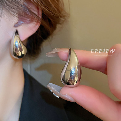 DREJEW Bông Tai Mạ Bạc 925 Hình Giọt Nước Đơn Giản Phong Cách Âu Mỹ Thời Trang