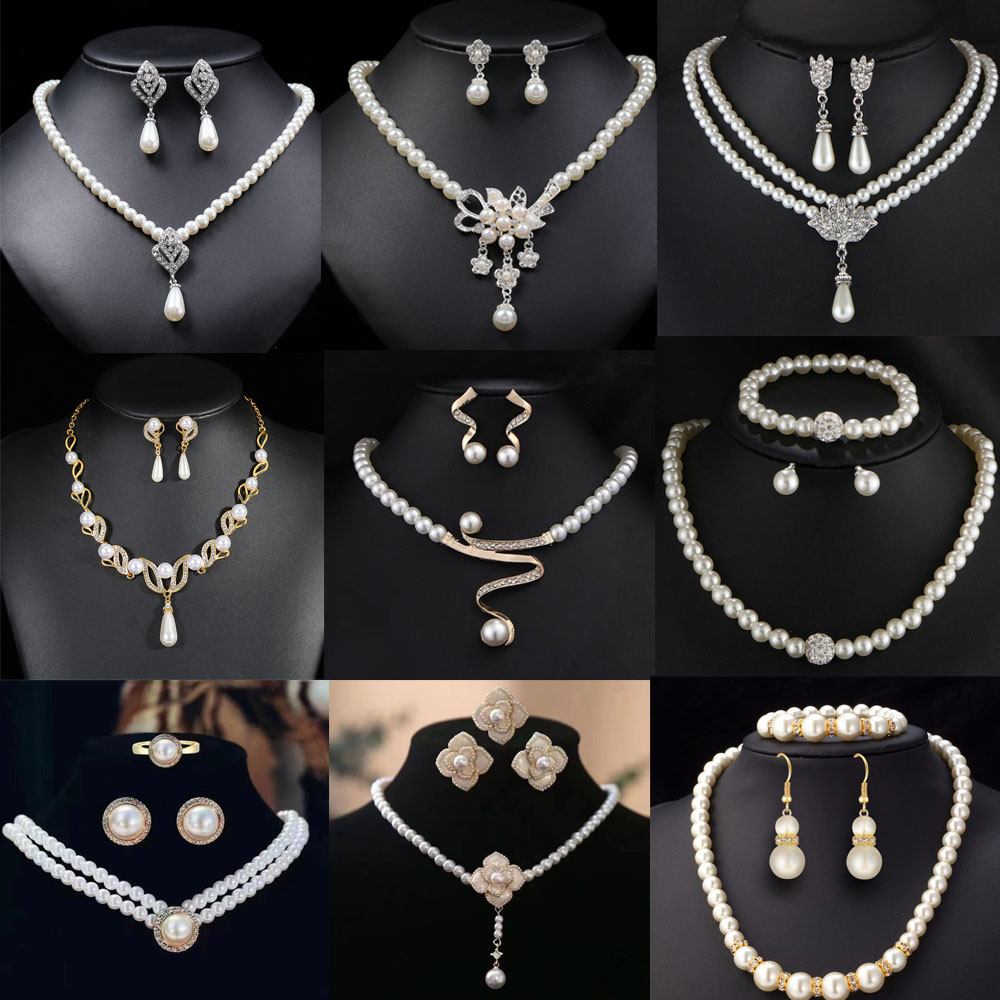 Bộ Trang Sức 3 Món Thời Trang Đính Ngọc Trai Sang Trọng Cho Nữ