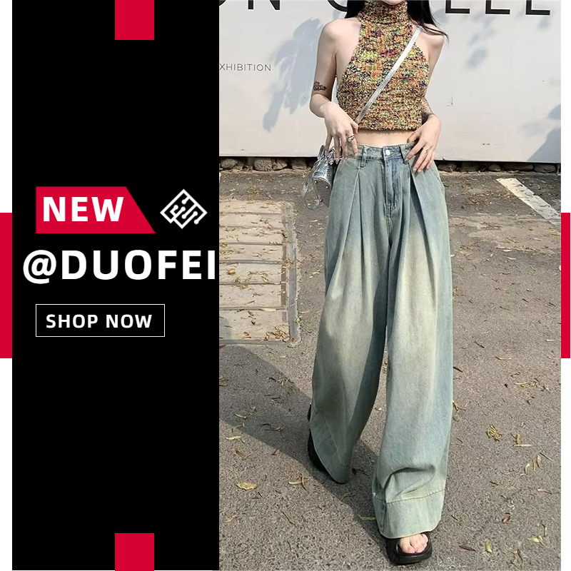 【S-2XL】Phụ nữ Vintage đẹp thời trang văn nghệ thanh niên giải trí thon gọn ống thẳng lỏng lẻo đơn giản màu sắc rắn Jeans Phong Cách Hàn Quốc Cho Nữ Cỡ Lớn Ống Rộng quần