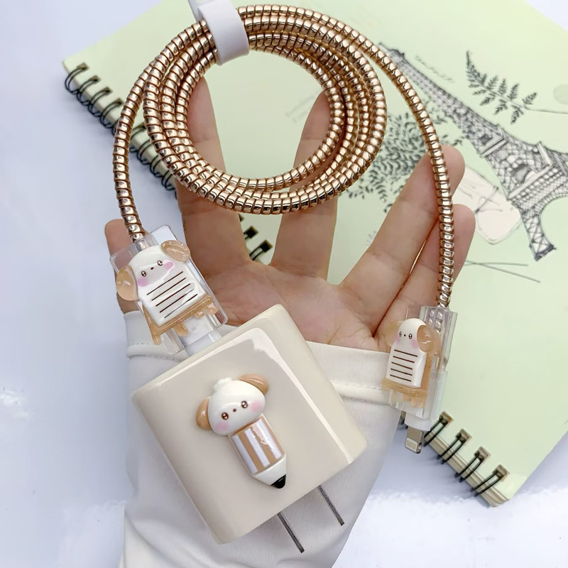 Vỏ bảo vệ cáp sạc hình cô gái dễ thương Cherry Compatible with Ip...hone 20W 11 12 13pro Max