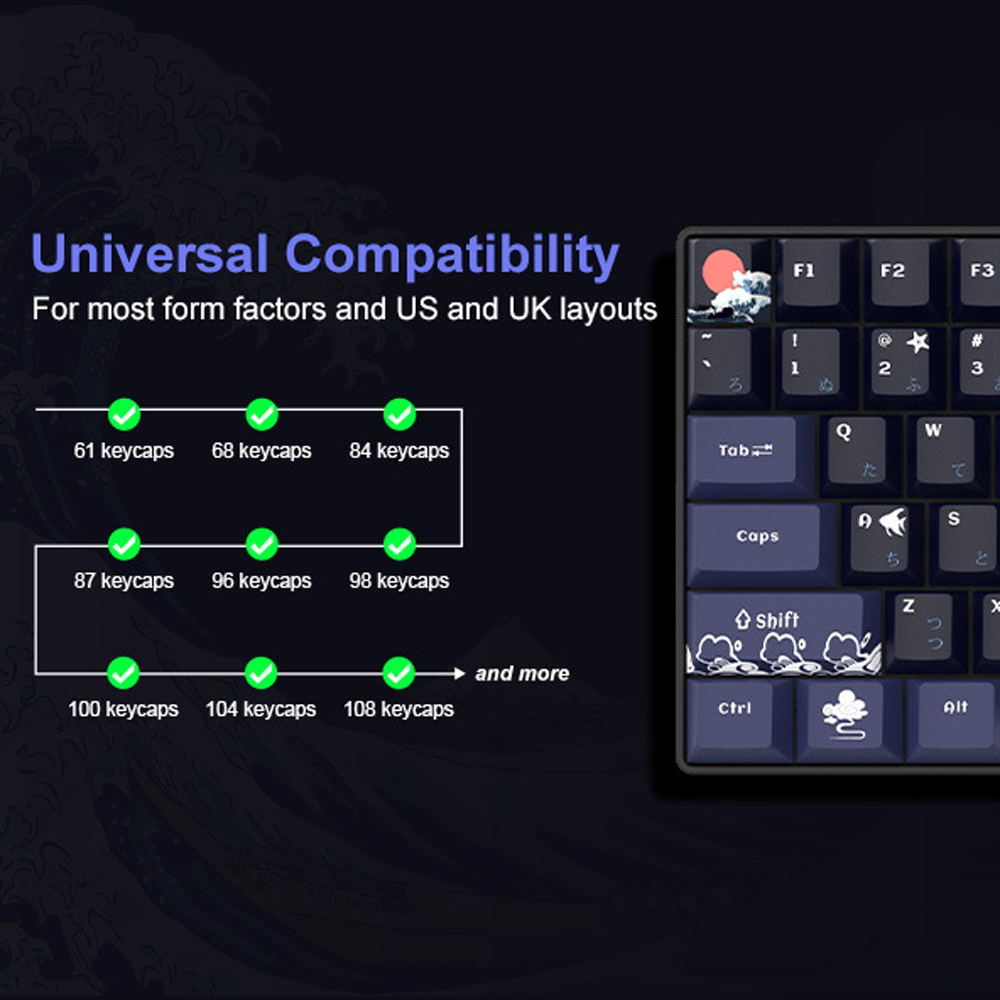 Đen Bàn Phím Cơ 132 Phím Chủ Đề Biển San Hô cherry profile Chất Lượng Cao