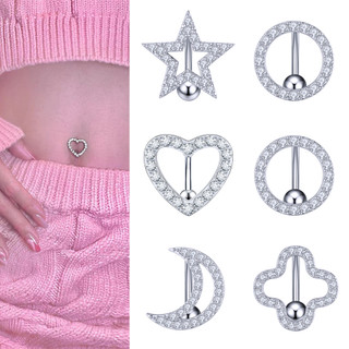 1 khuyên rốn hình trái tim / ngôi sao / mặt trăng đính đá lấp lánh 14g