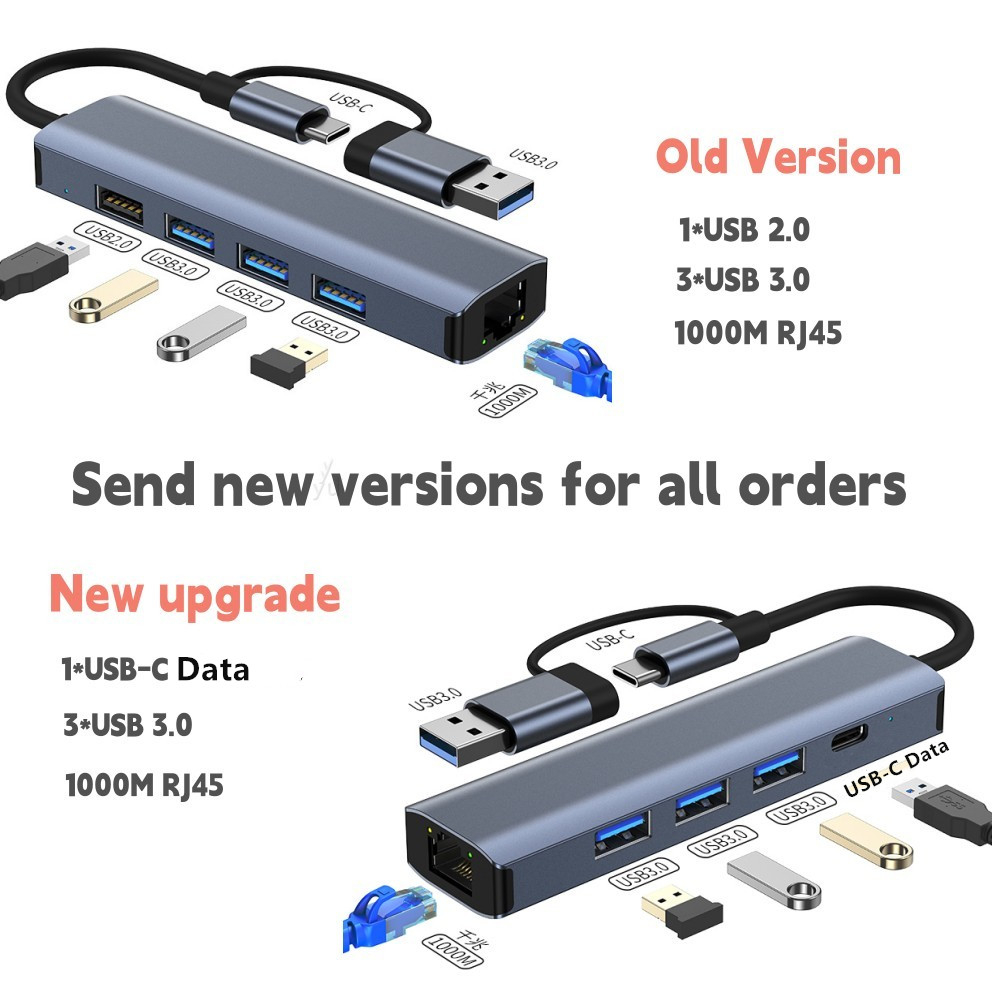 Bộ Chia Nhiều Cổng USB-A / USB-c 1000Mbps RJ45 Type c USB 3.0 Điện Thoại