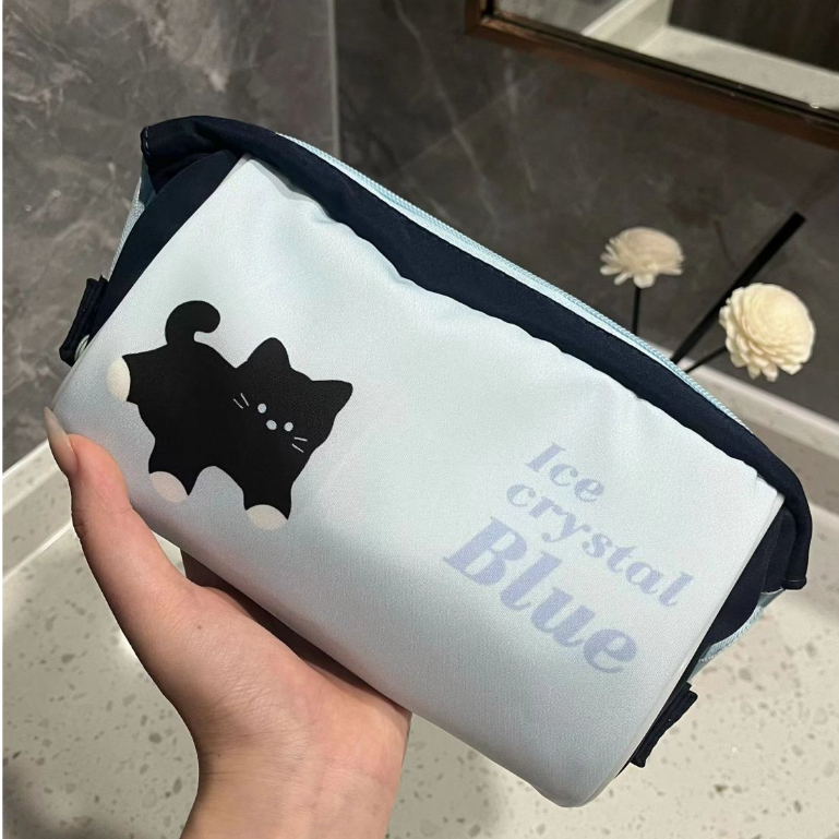 Túi Đựng Bút In Hình Mèo Đen Đa Năng Phong Cách Hàn Quốc