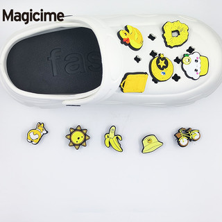 Magicime Khóa Cài Giày Bằng Cao Su Mềm Hình Hoa Màu Vàng Dùng Trang Trí diy