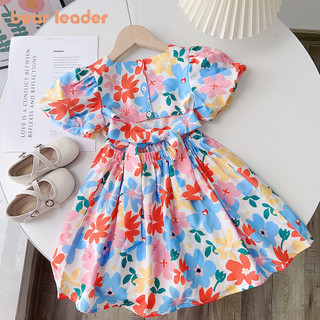 BEAR LEADER Đầm Công Chúa Họa Tiết Hoa Xinh Xắn Thời Trang Dự Tiệc Cho Bé Gái 3-7 Tuổi