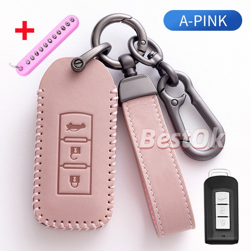 Bao Da Chìa Khoá Mitsubishi Xpander, Outlander, Triton, Attrage, Mirage, Pajero Sport handmade Da Thật 003