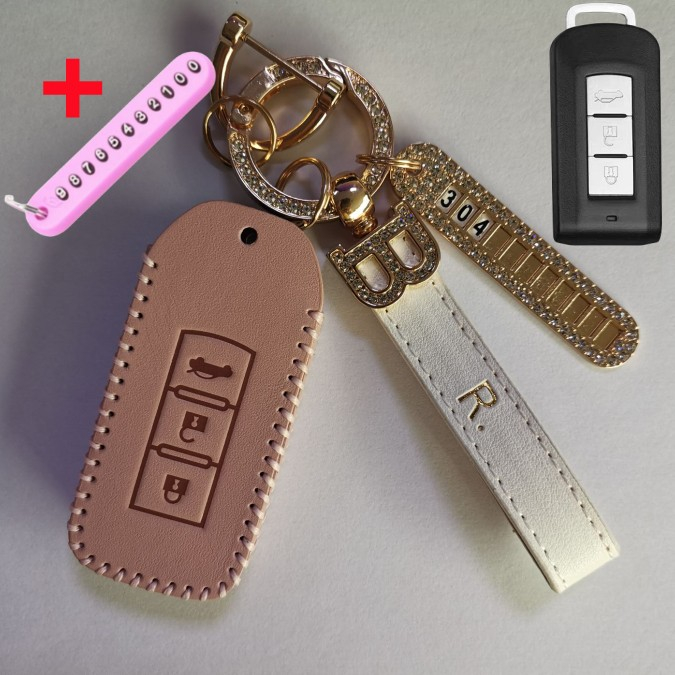 Bao Da Chìa Khoá Mitsubishi Xpander, Outlander, Triton, Attrage, Mirage, Pajero Sport handmade Da Thật 003