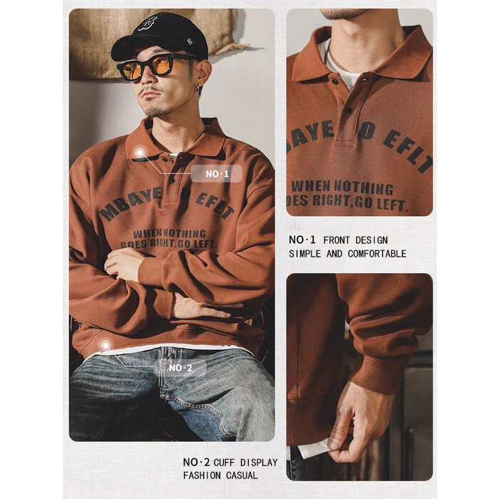 YIPINYOUYOU Áo Nỉ Dài Tay Form Rộng Phong Cách Nhật Bản Cho Nam