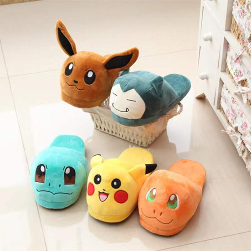 Dép Bông Đi Trong Nhà Hình pokemon snorlax gengar eevee bulbasaur charmander squirtle 28cm