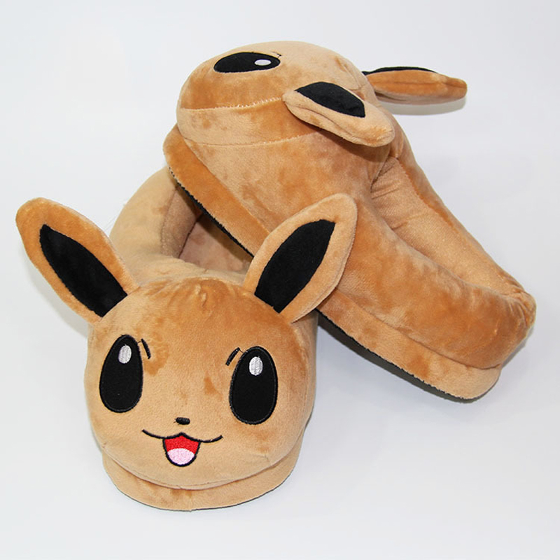 Dép Bông Đi Trong Nhà Hình Hoạt Hình pokemon eevee Omreon Espon night fury 28cm Giữ Ấm Mùa Đông Cho Nam Nữ