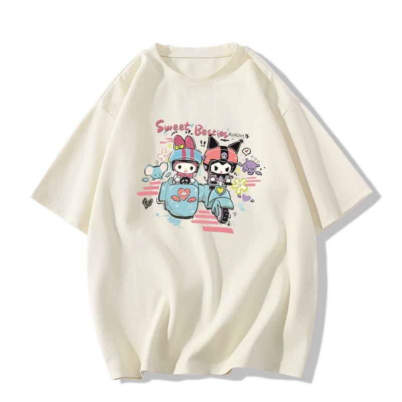 SELVZE Thời Trang Áo Thun Tay Ngắn Cổ Tròn Dáng Rộng Chất Liệu cotton In Họa Tiết Hoạt Hình Phong Cách Cổ Điển Xinh Xắn