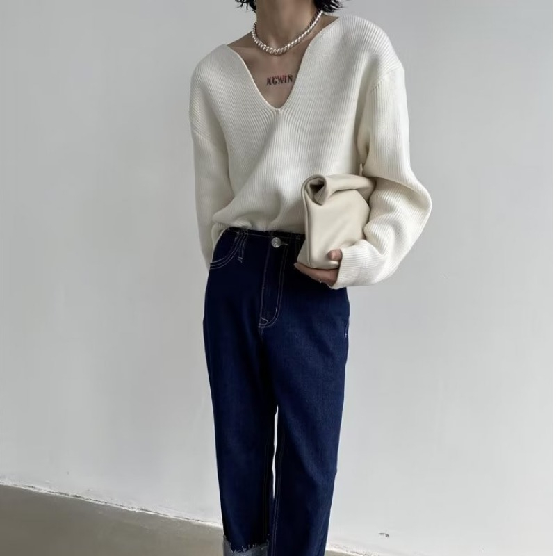 Áo Len Tay Dài Cổ Chữ v Thời Trang Phong Cách Hàn Quốc Cho Nam