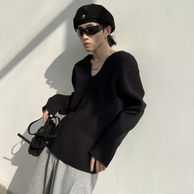 Áo Len Tay Dài Cổ Chữ v Thời Trang Phong Cách Hàn Quốc Cho Nam