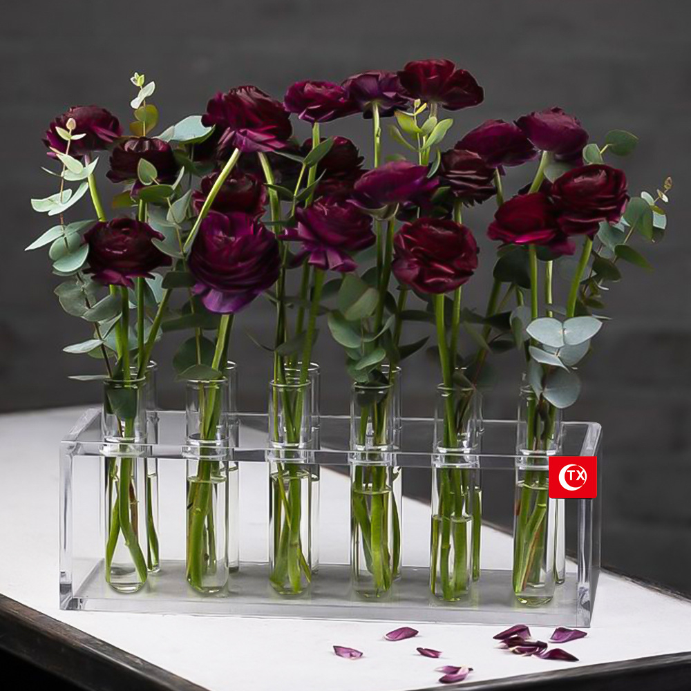 Bình ống nghiệm Kesoto bằng acrylic cắm hoa trang trí bàn tiệc cưới