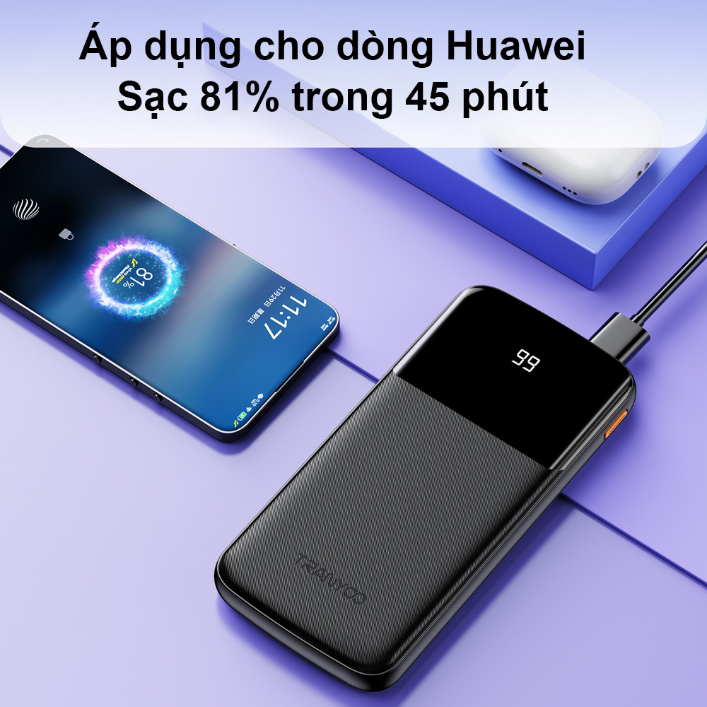 Pin Sạc dự phòng có sạc nhanh 10000mAh/20000mAh Màn hình LED TRANYOO PD/QC cho i Phone Samsung Xiaomi