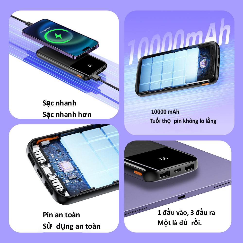 Pin Sạc dự phòng có sạc nhanh 10000mAh/20000mAh Màn hình LED TRANYOO PD/QC cho i Phone Samsung Xiaomi