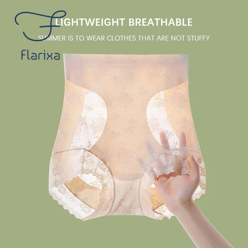 Flarixa Quần Lót Ren Lưng Cao Định Hình Eo Thon Thoáng Khí Cho Nữ