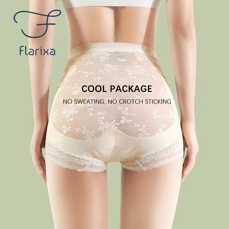 Flarixa Quần Lót Ren Lưng Cao Định Hình Eo Thon Thoáng Khí Cho Nữ