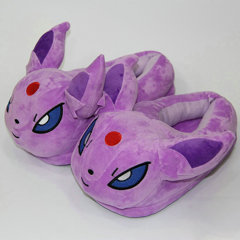 Dép Bông Đi Trong Nhà Hình Hoạt Hình pokemon eevee Omreon Espon night fury 28cm Giữ Ấm Mùa Đông Cho Nam Nữ