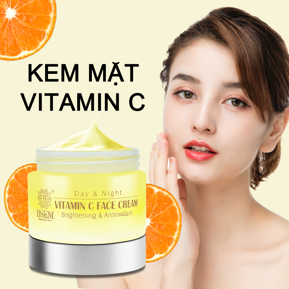 Bskm Kem Dưỡng Da Mặt vitamin c Làm Sáng Da Loại Bỏ Đốm Đen Làm Trắng Da 50g