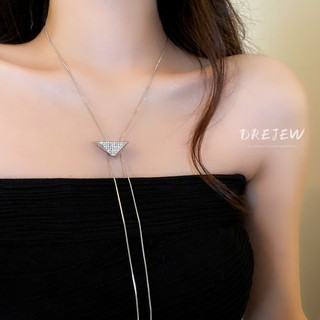 DREJEW Vòng cổ tua rua kim cương hình tam giác đơn giản nhẹ nhàng cá tính thời trang phong cách Âu Mỹ niche không dị ứng