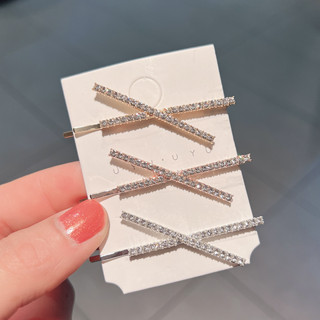 Kẹp Tóc Đính Đá Kim Cương Giả Hình Chữ x Đơn Giản Dễ Phối Đồ Phong Cách Hàn Quốc Cho Nữ