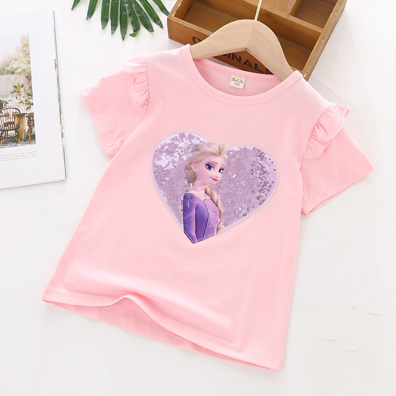 Áo Thun cotton In Họa Tiết Hoạt Hình Dễ Thương Thời Trang Mùa Hè Cho Bé Gái 3-8 Tuổi