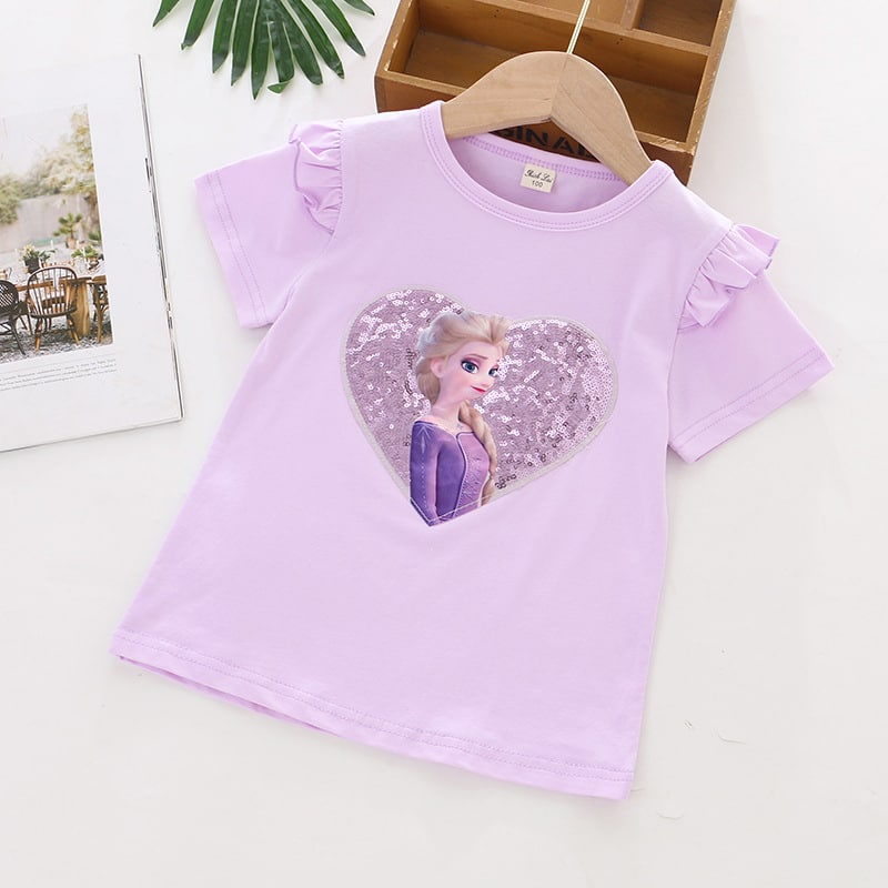 Áo Thun cotton In Họa Tiết Hoạt Hình Dễ Thương Thời Trang Mùa Hè Cho Bé Gái 3-8 Tuổi