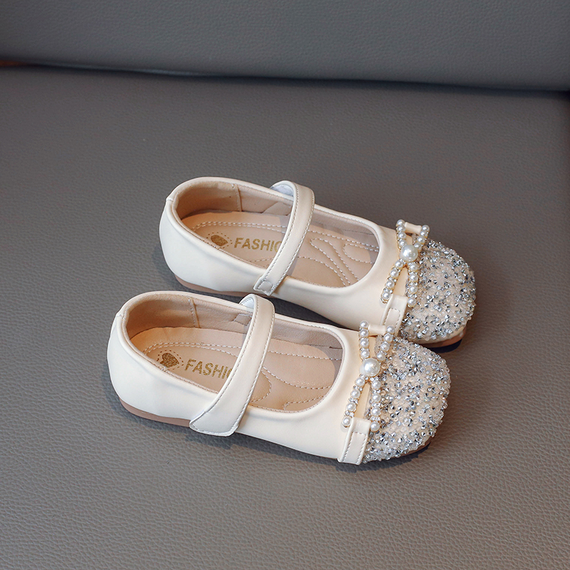 Giày Búp Bê Da Đế Mềm Đính Đá Lấp Lánh Cho Bé Gái 2-12 Tuổi