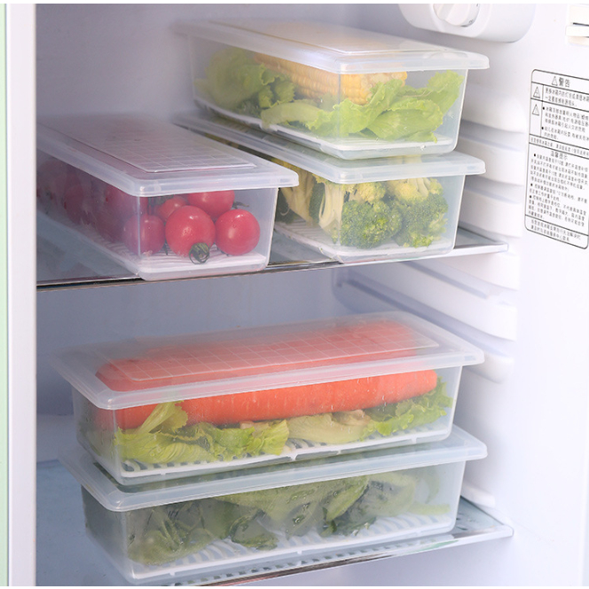 Tủ lạnh nhà bếp chống ẩm thực phẩm hải sản thoát nước fresh-keeping box hộp bảo quản kín có đệm thoát nước