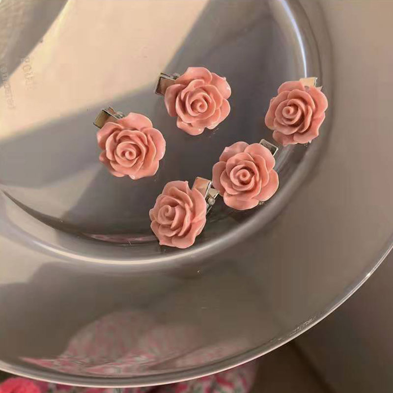 Dễ Thương Kẹp Tóc Hình Gấu Bông Hoa Hồng