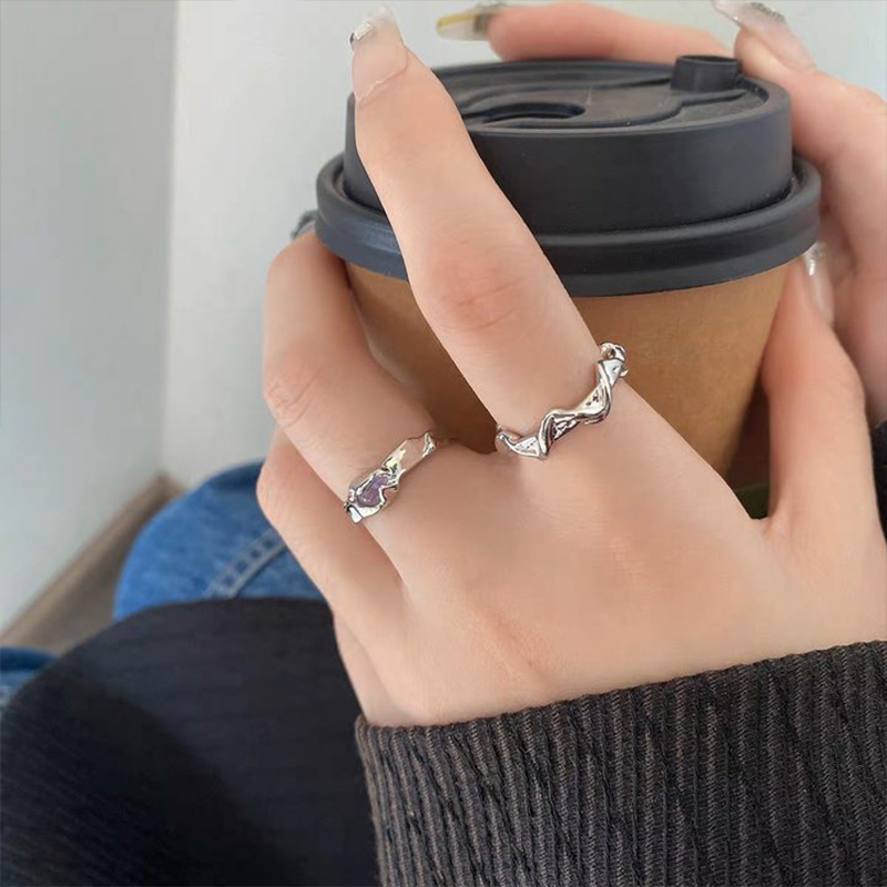 ✨✨Nhẫn Hở Đính Đá Mặt Trăng Màu Bạc Lấp Lánh Thời Trang Cho Nam Và Nữ