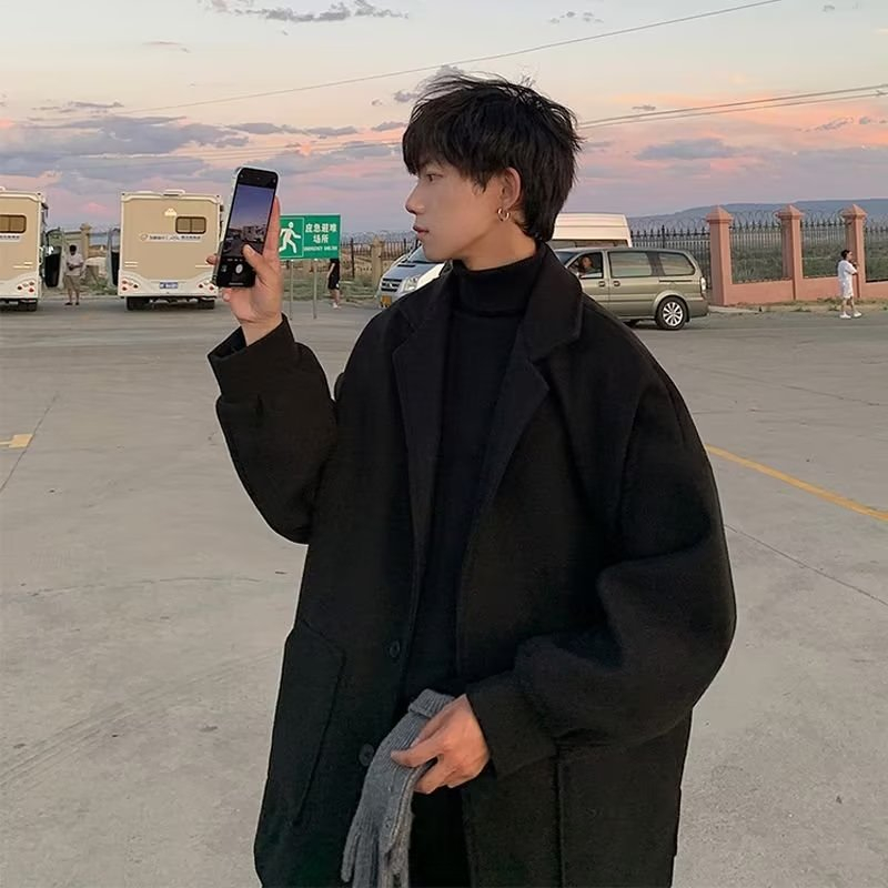 Live great Áo Khoác Dày Vừa Và Dài Vừa Phong Cách Hàn Quốc Cao Cấp Cho Nam