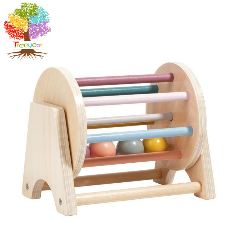 Trống đồ chơi quay cầu vồng bằng gỗ Montessori | Đồ chơi trẻ em Montessori 3 tháng - 2 tuổi + | Đồ chơi giáo dục cho sự phát triển sớm | Đồ chơi Montessori cho bé