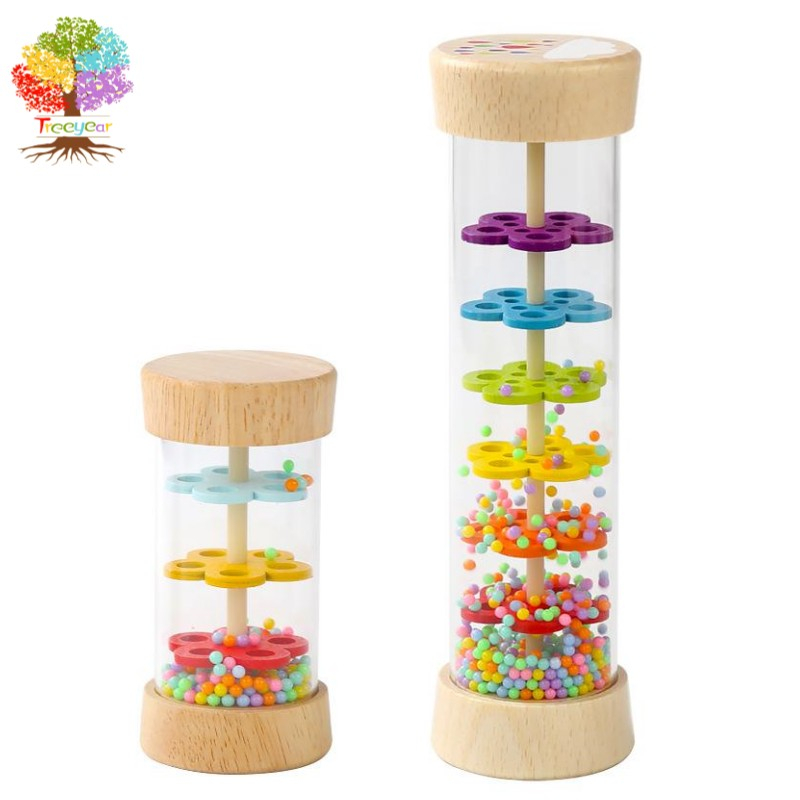Đồ Chơi Nhạc Cụ Đi Mưa Cầu Vồng Bằng Gỗ Cho Trẻ Sơ Sinh Giúp Bé Phát Triển Kỹ Năng Cảm Ứng Tay Và Mắt
