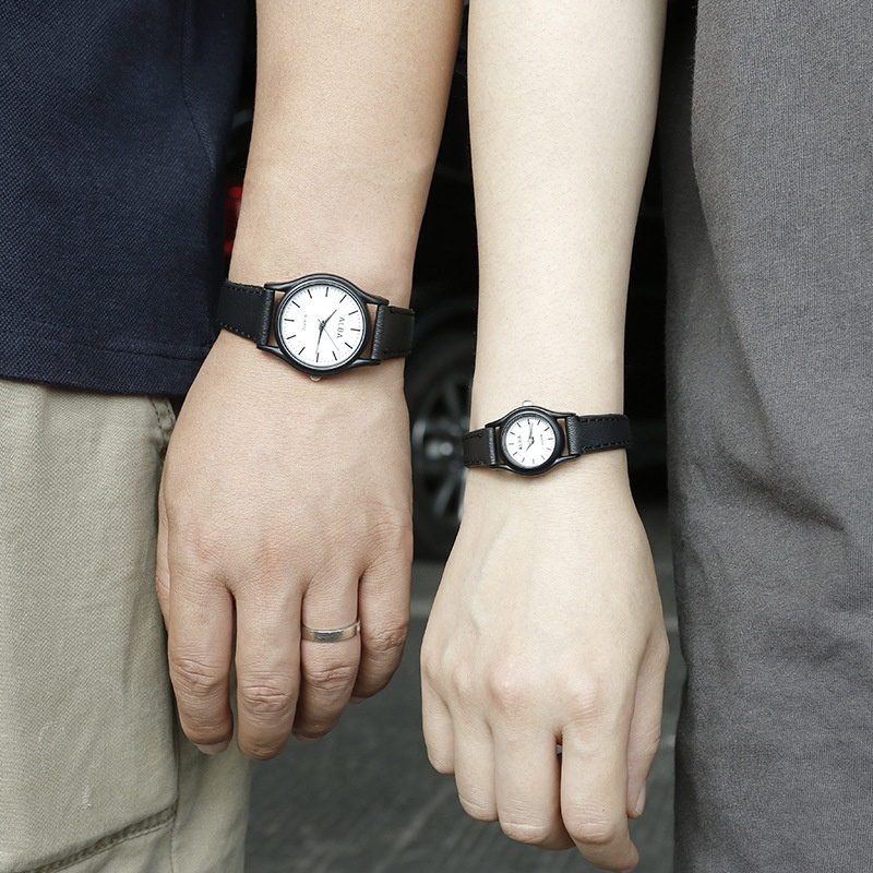 Đồng Hồ Đeo Tay quartz Dây Da Phong Cách Doanh Nhân Thường Ngày Áo Thun Tay Ngắn In Chữ Thời Trang Dành Cho Cả Nam Và Nữ
