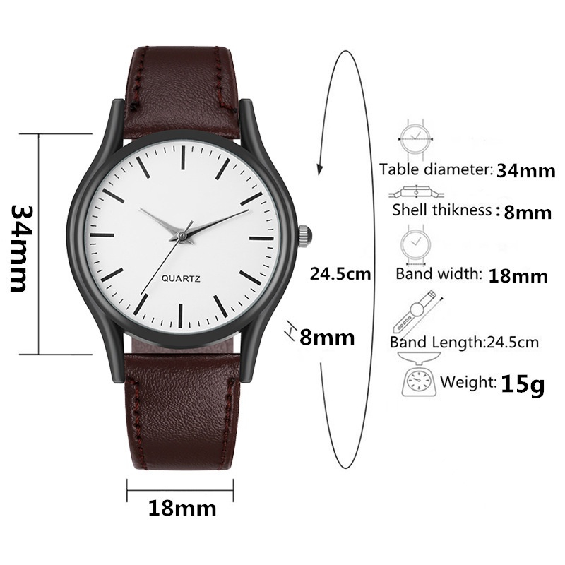 Đồng Hồ Đeo Tay quartz Dây Da Phong Cách Doanh Nhân Thường Ngày Áo Thun Tay Ngắn In Chữ Thời Trang Dành Cho Cả Nam Và Nữ