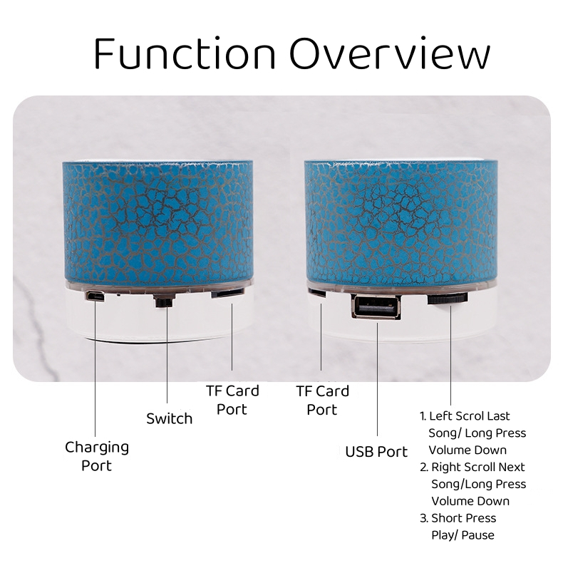 Loa Bluetooth Không Dây Mini Hỗ Trợ Thẻ Tf Có Đèn LED Phát Sáng