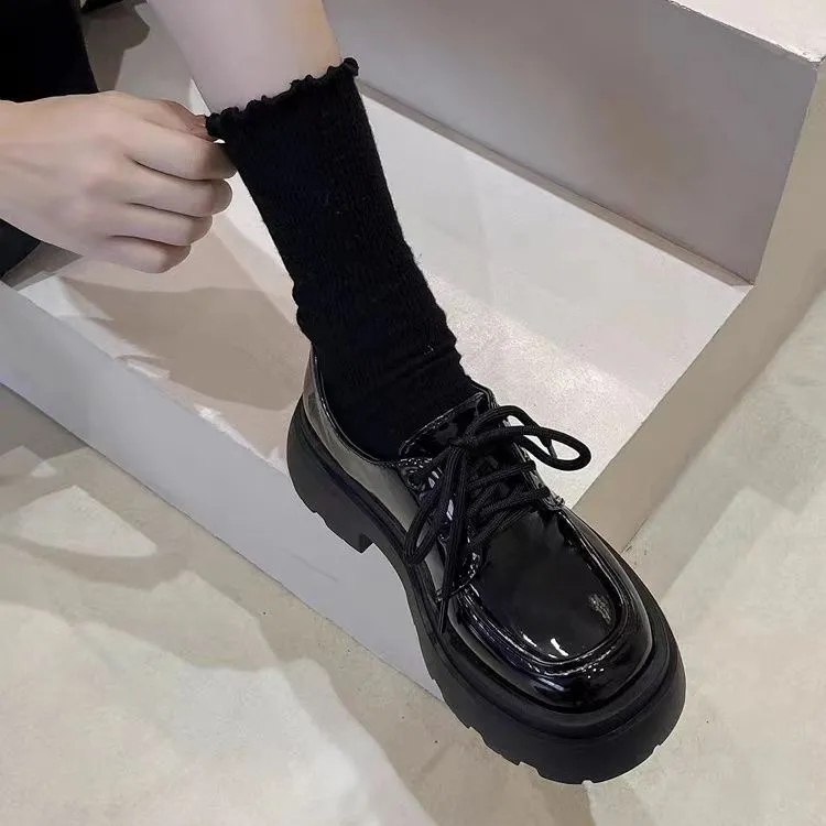 🔥Gót giày 5 cm 🔥giày da nữ Giày da đế dày phong cách Anh dành cho nữ