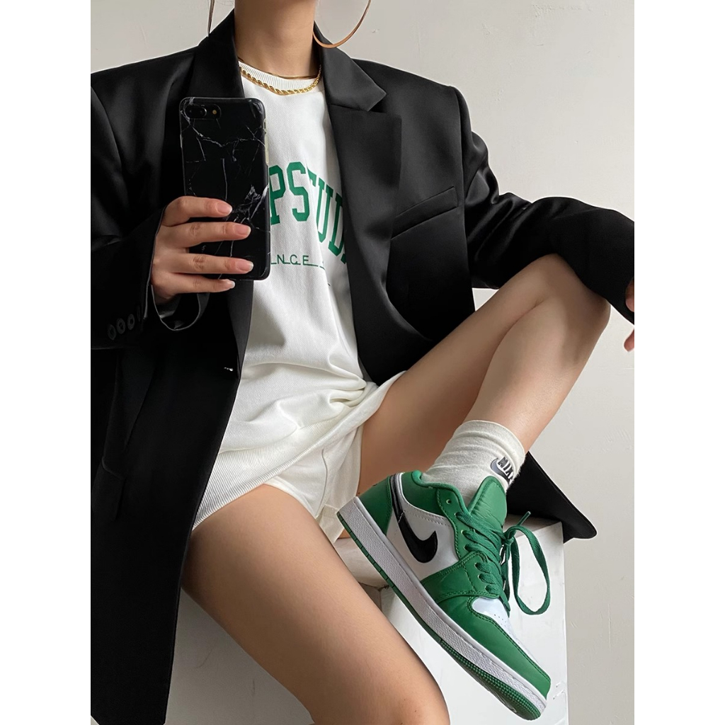 Đen Áo Khoác blazer Chất satin Bóng Thời Trang Mùa Thu 2023 Cho Nữ