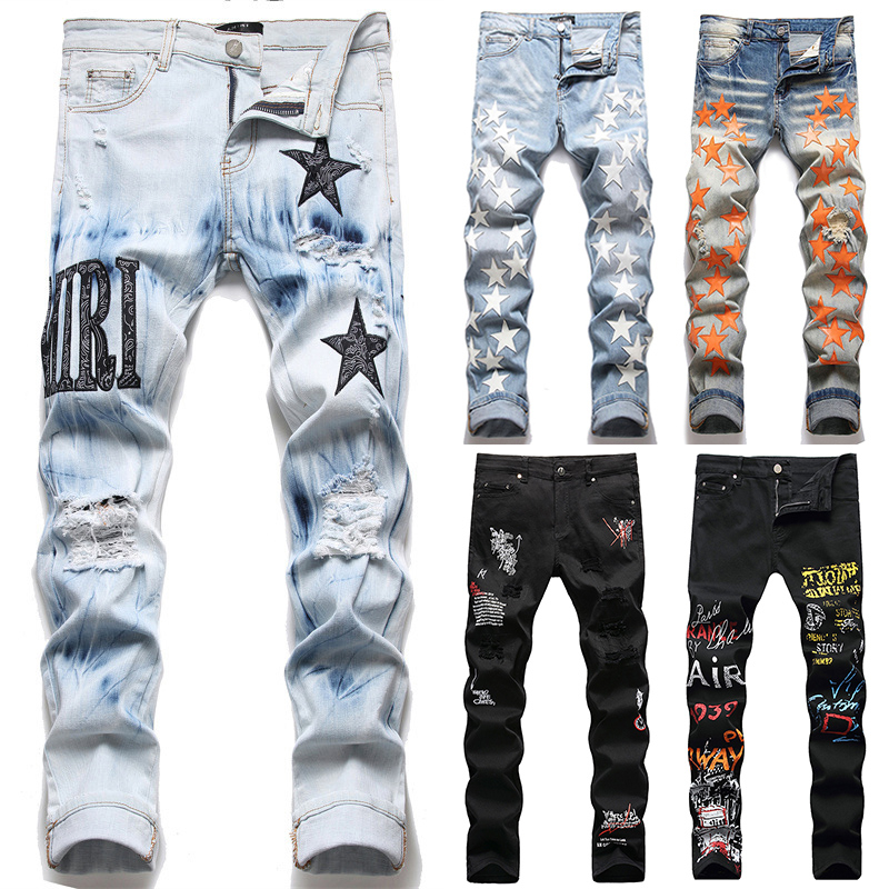 Quần jeans Dài Phối Rách Cá Tính Thời Trang Dành Cho Nam