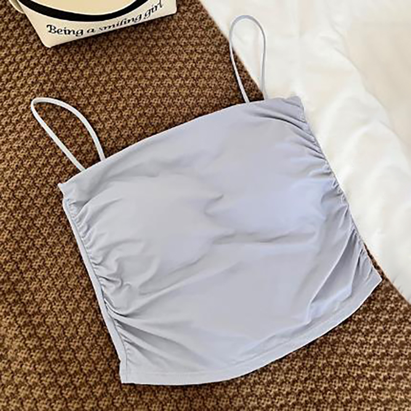 Áo hai dây Có Đệm Ngực Màu Trơn Gợi Cảm Mùa Hè Cho Nữ fhs