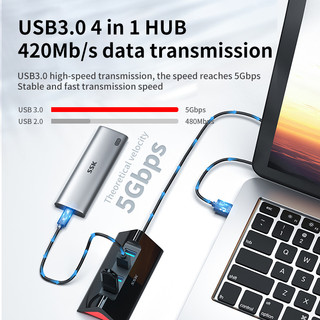 SSK USB C HUB USB3.0 USB Adapter Fast Data Transfer USB Hub Connector