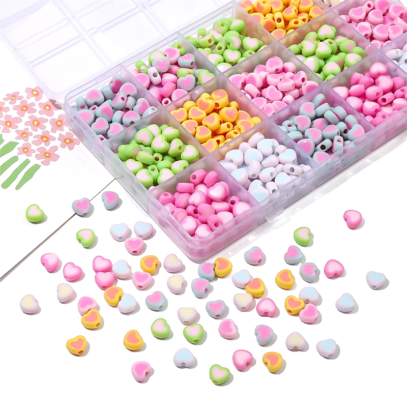 Hạt Xỏ Hình Trái Tim Nhiều Màu Sắc 8x7mm Bằng acrylic Dùng Làm Đồ Thủ Công diy