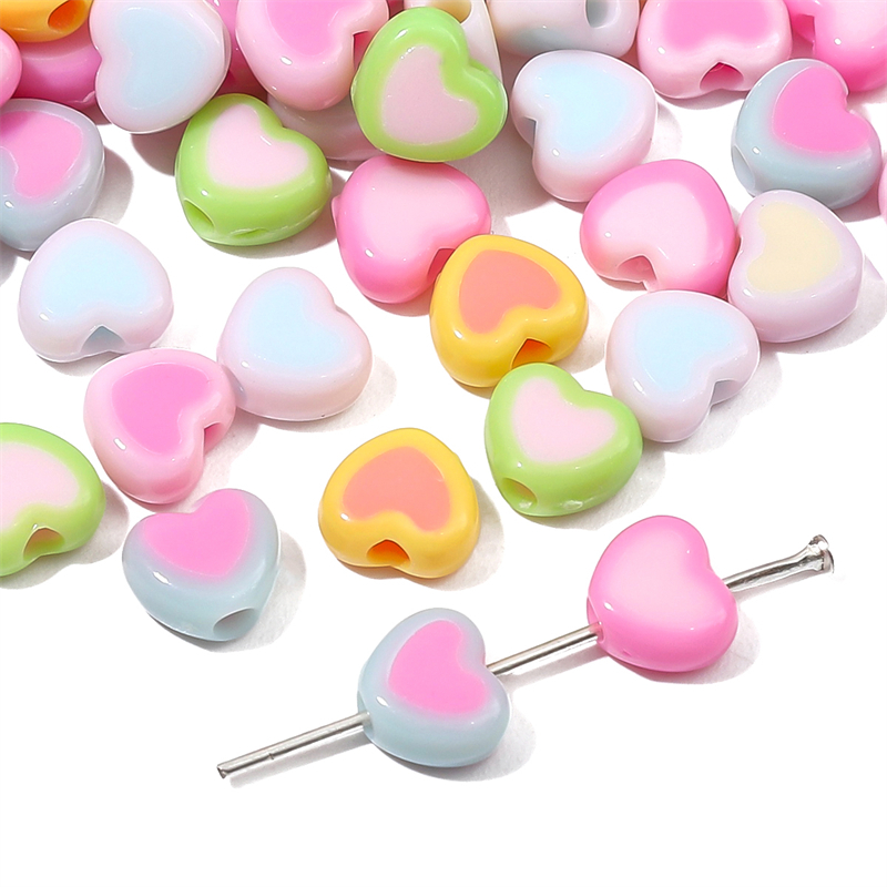 Hạt Xỏ Hình Trái Tim Nhiều Màu Sắc 8x7mm Bằng acrylic Dùng Làm Đồ Thủ Công diy