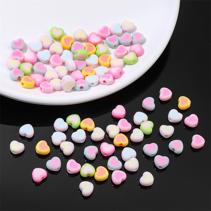 Hạt Xỏ Hình Trái Tim Nhiều Màu Sắc 8x7mm Bằng acrylic Dùng Làm Đồ Thủ Công diy