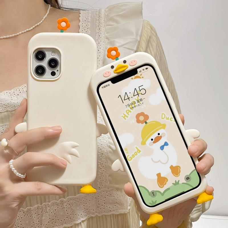 WEIBAO Ốp Điện Thoại Silicon Ba Chiều Hình Chú Vịt Nhỏ Dễ Thương Cho Iphone 14Promax 13 /12/ 11 xsmax /7p8p